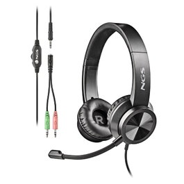 NGS MSX 11 Pro Auriculares Supraurales con Micrófono y Doble Jack, Negro